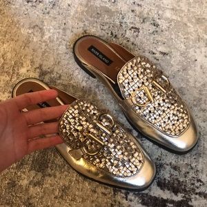 Beautiful genuine leather gold metallic mules